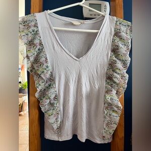 Anthropologie Vanessa Virginia Lavender Ruffle Blouse, Sz M